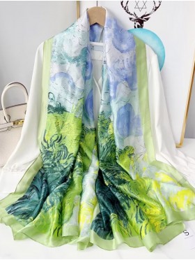 Premium Silk Feeling Spring Print Scarf